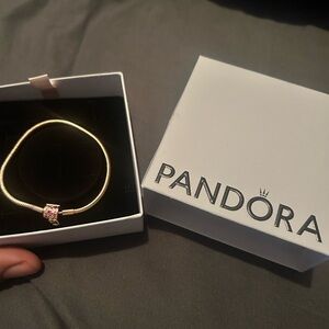 NEW Elegant Pink and Gold Bracelet with Heart Charm 18 inch